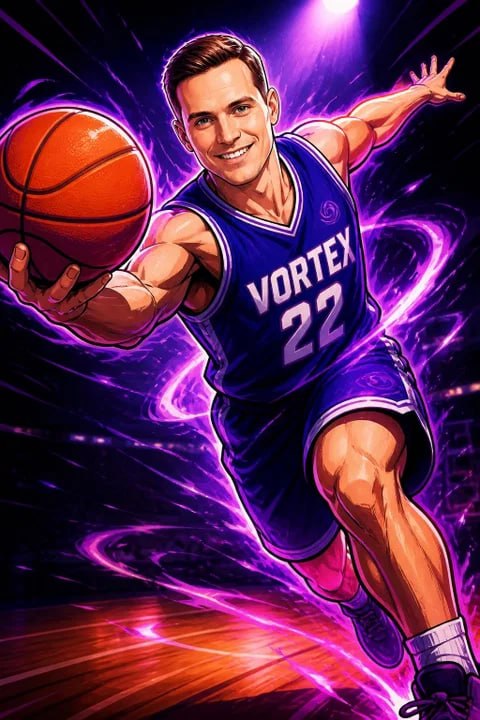 Basketball poster theme portrait from the AI Photo Booth in Toronto