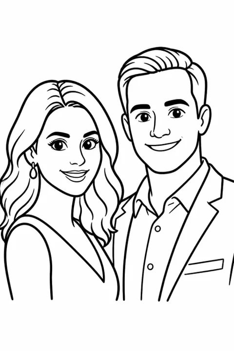 Line art sketch theme portrait from the AI Photo Booth in Toronto