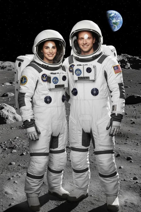 Moon landing theme portrait from the AI Photo Booth in Toronto