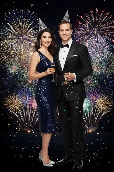 New Year’s Eve theme portrait from the AI Photo Booth in Toronto