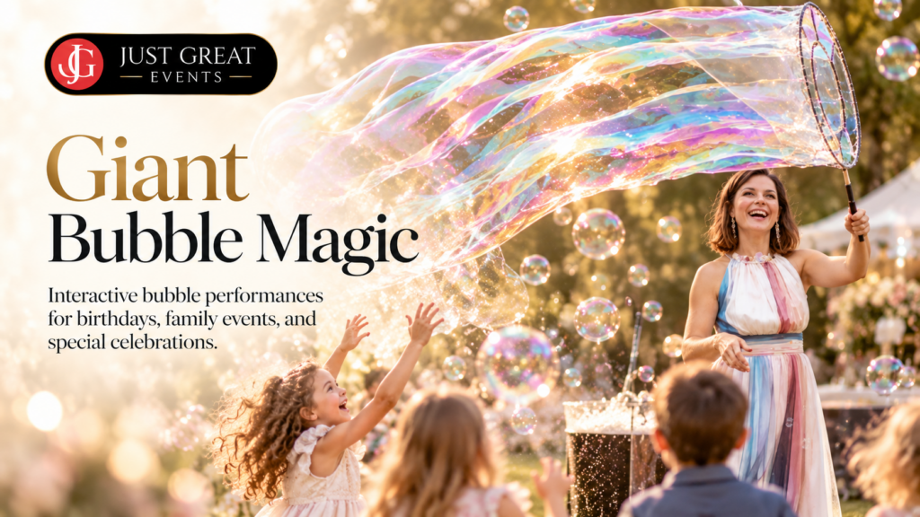 Giant bubble magic: interactive bubble performances for birthdays, family events and special celebrations