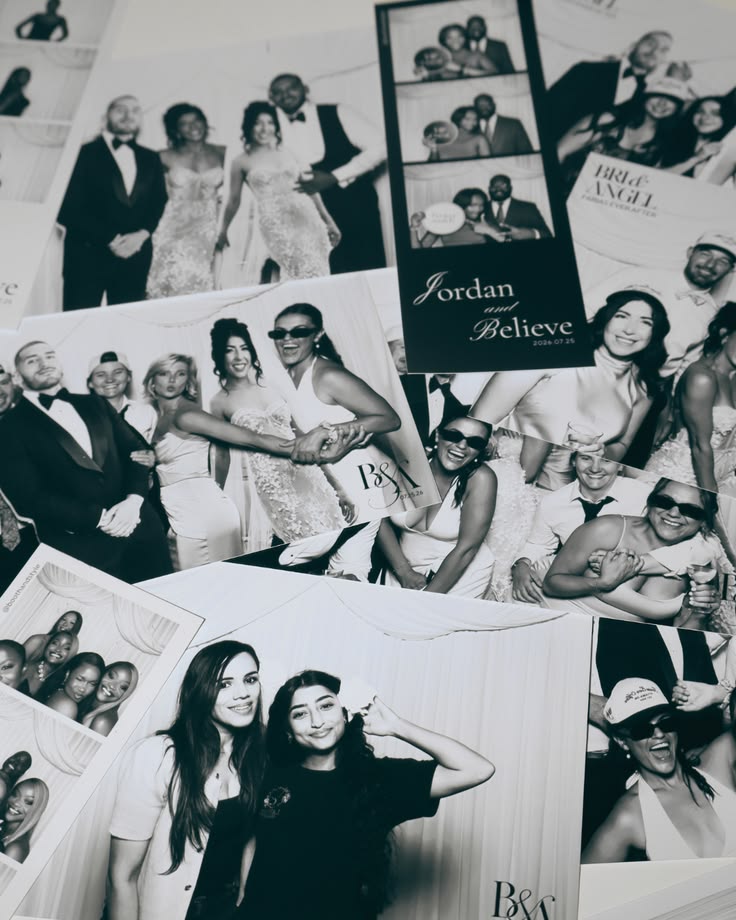 Glam Booth black and white photo strips from a Toronto wedding