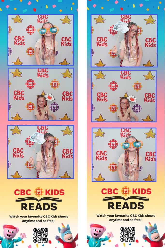 Branded 2x6 photo booth strips for a corporate children's reading event