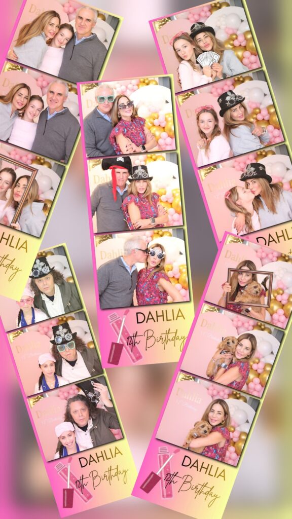 Pink 2x6 photo booth strips printed for a semi-formal