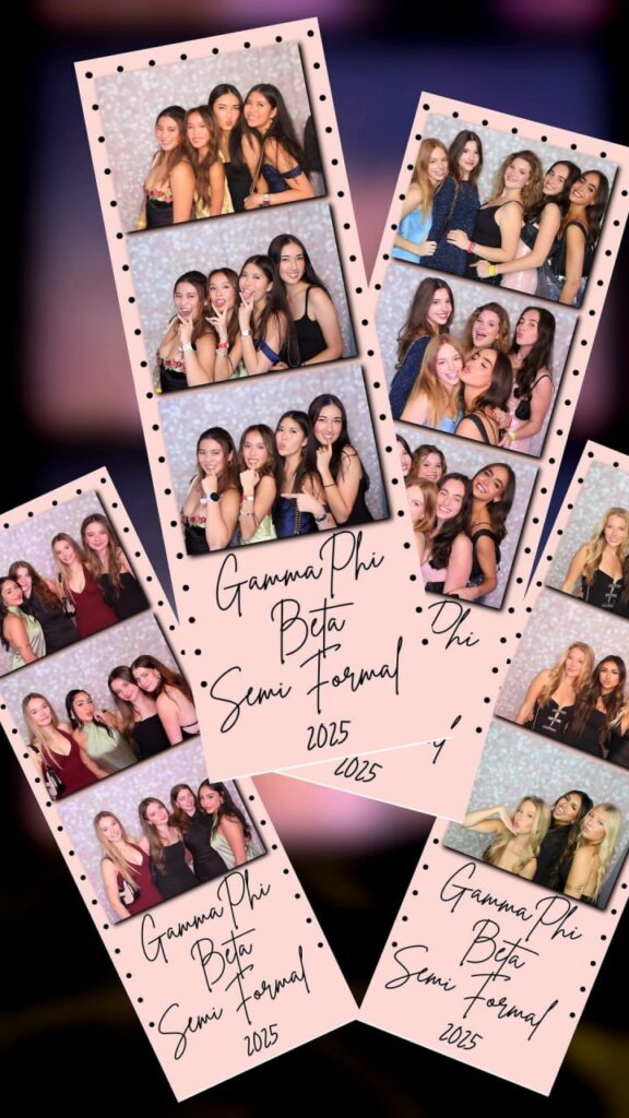 Stack of 2x6 photo booth strips with a pink semi-formal design