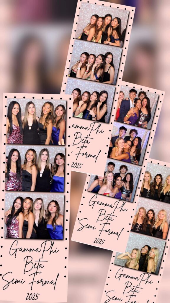 Printed 2x6 photo booth strips from a semi-formal event