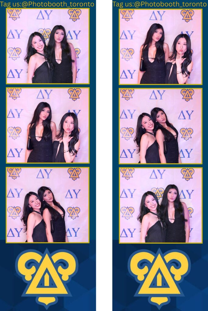 2x6 photo booth strip template in navy and gold for a sorority event