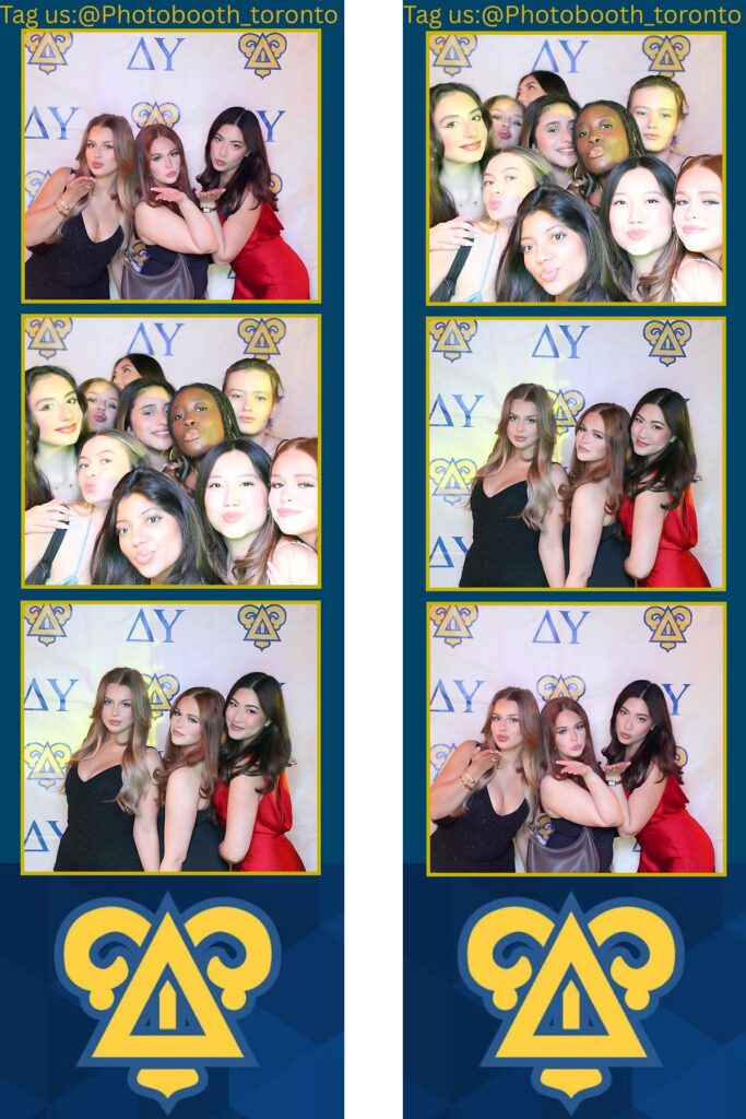 2x6 photo booth strip template in navy and gold for a sorority formal