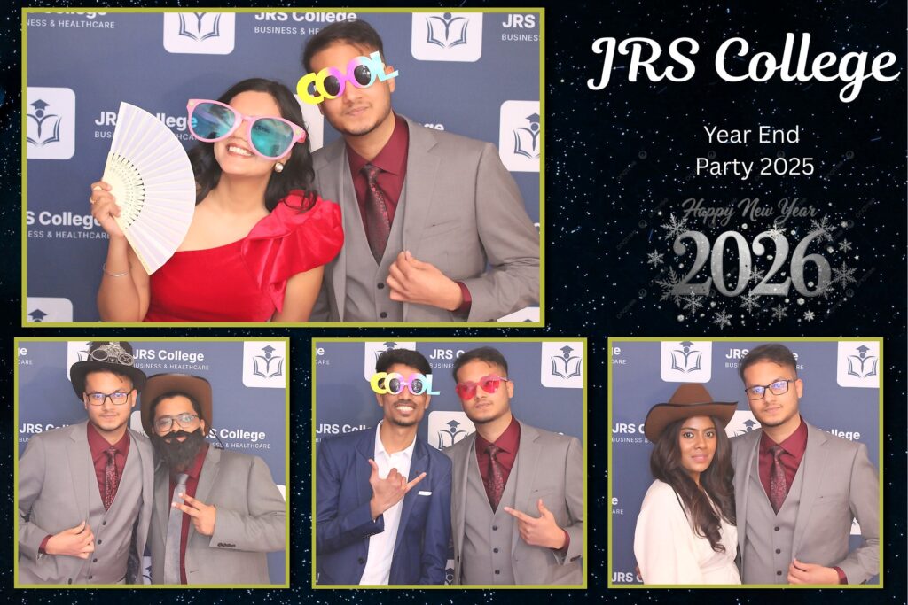 6x4 landscape photo booth print with a black and gold corporate year-end party design