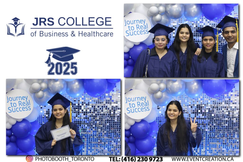 6x4 landscape photo booth print with a blue college graduation design
