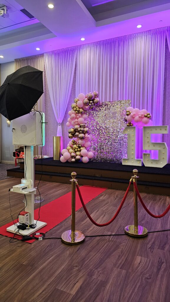 Photo booth setup with backdrop in Toronto