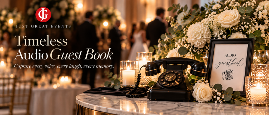 Timeless audio guest book with a vintage phone at a Toronto wedding